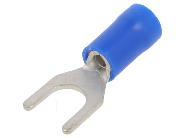 Uiteinde: vork; M5; Ø: 5,3mm; 1,5÷2,5mm2; klemmen; voor draad; blauw Uiteinde: vork; M5; Ø: 5,3mm; 1,5÷2,5mm2; klemmen; voor draad; blauw